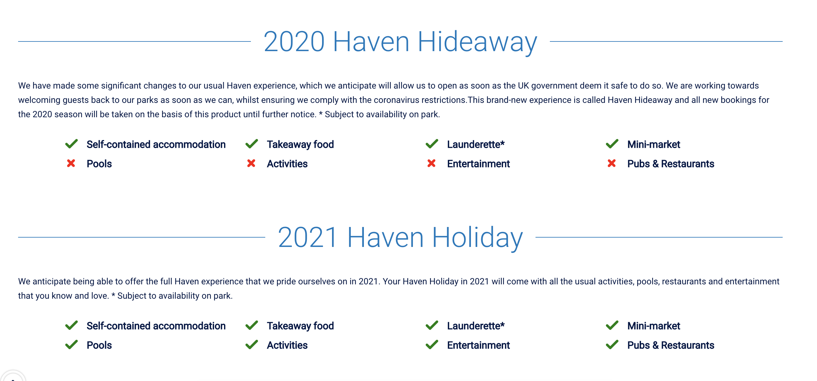 Haven Holiday and Hideaway