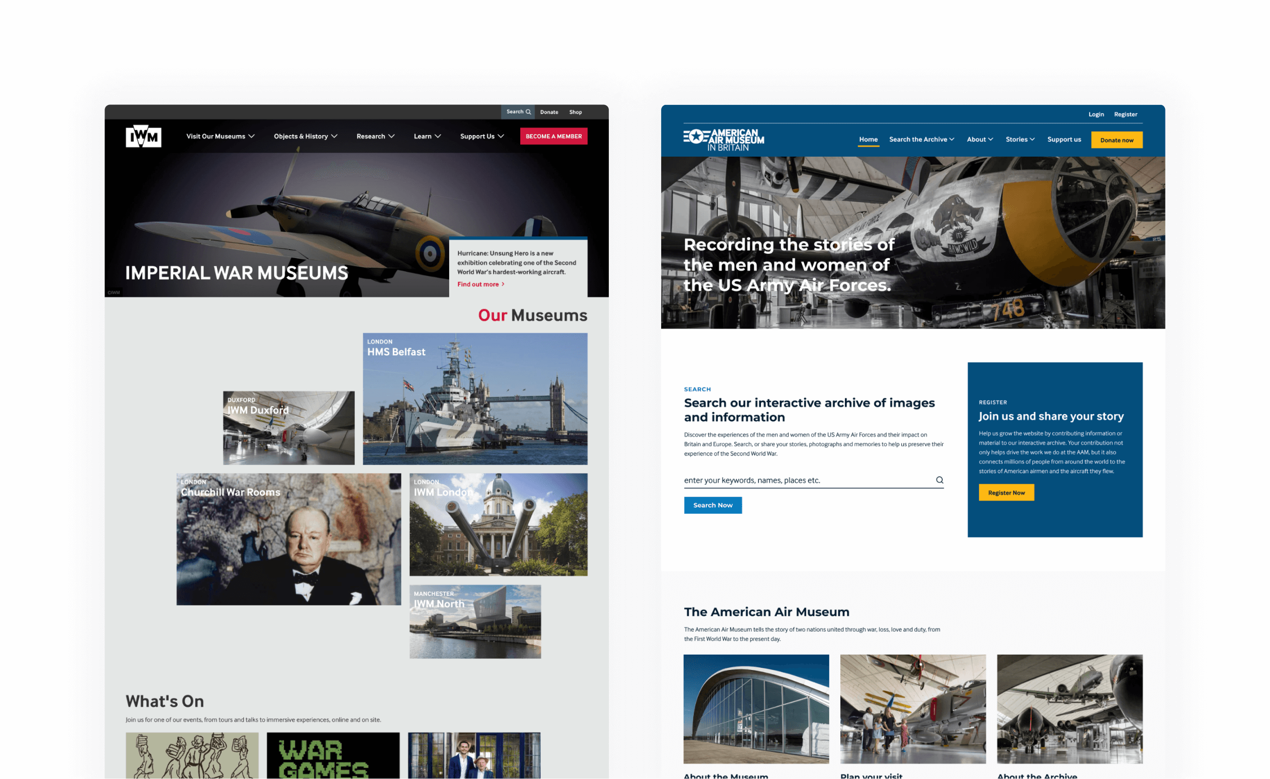 IWM homepage next to the AAM homepage