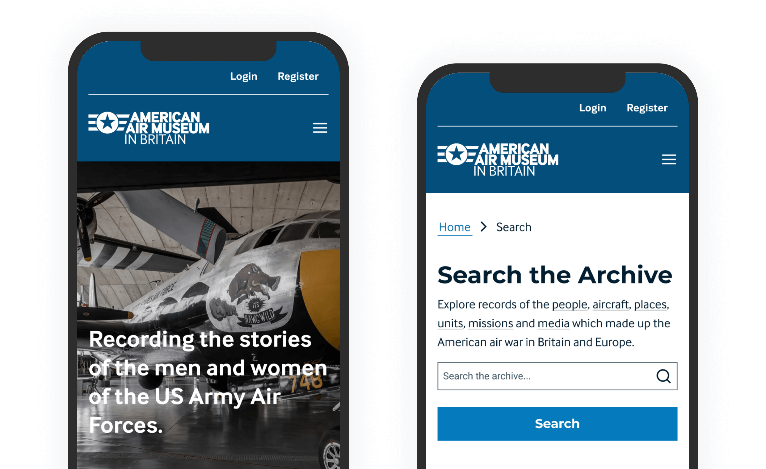 American Air Museum on mobile