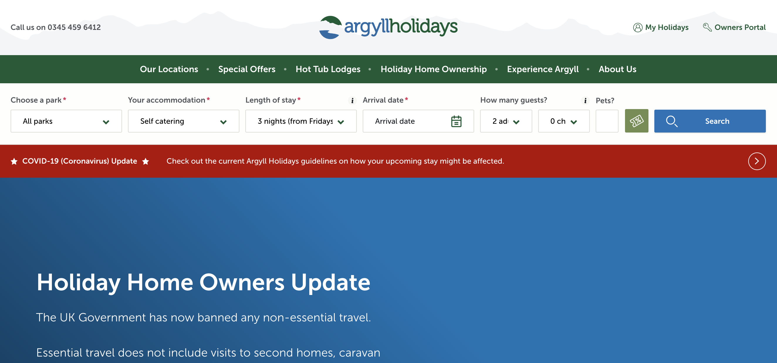 Argyll Holidays homepage