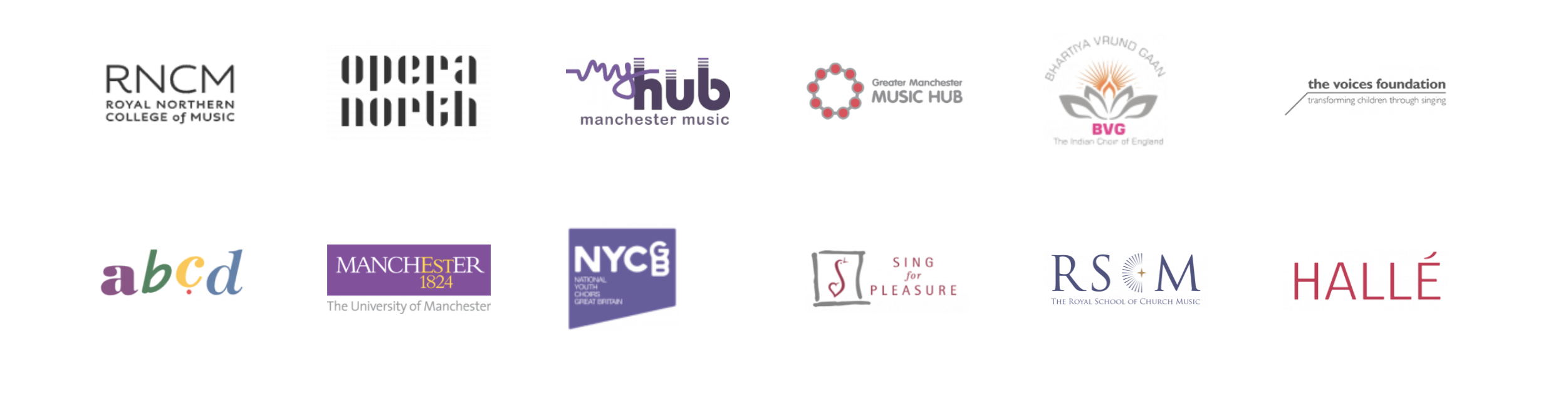 A list of companies partnering with the choral leadership network