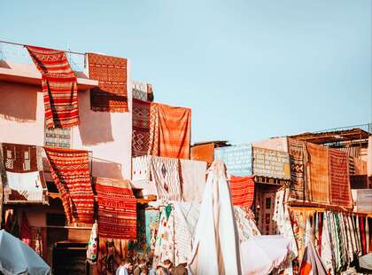 Rugs in a stall in Africa